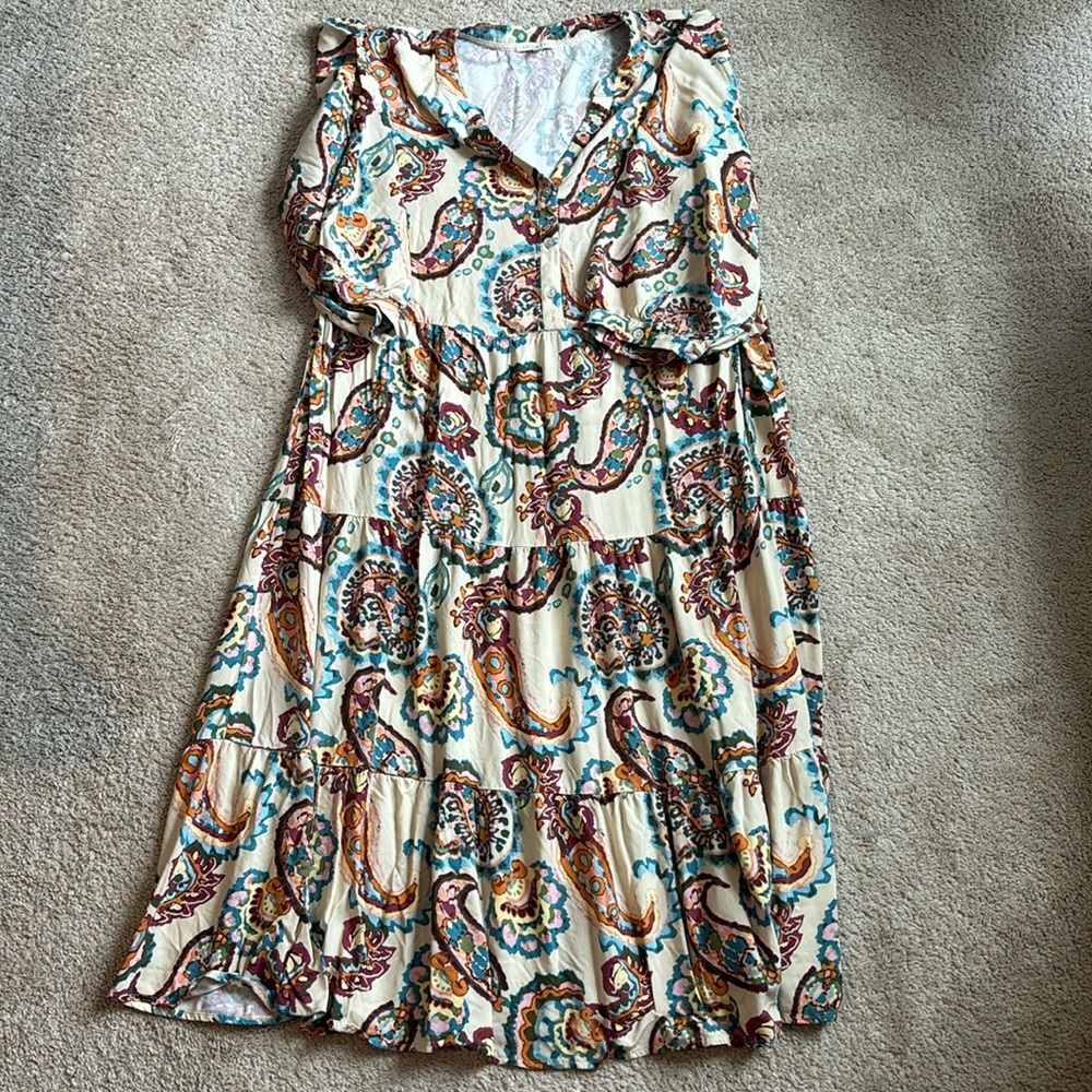 New, Boho Flowy Colorful Maxi Dress, Kate & Sam, XL